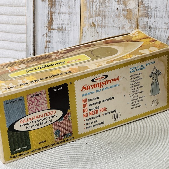 Osrow Steamstress 1973 Vintage SB15 Fabric Steam Iron Original‎ Box/Instructions - Picture 4 of 12
